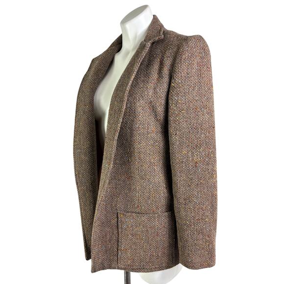 Vintage 70s Century Boston Tweed Wool Blazer Brown Open Front Heritage Academia - Picture 6 of 13